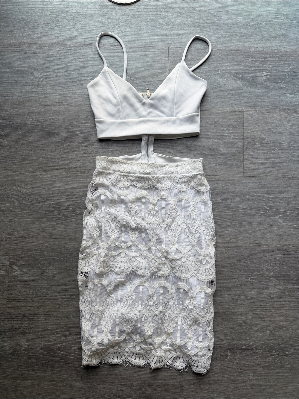 White Lace Pencil Skirt & Crop Top- Elegant Women's Skirt